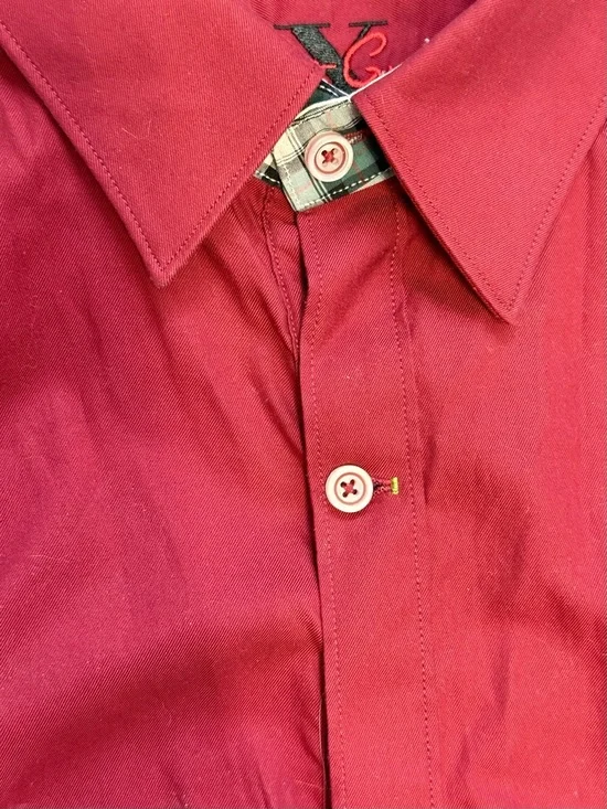 Robert Graham Mens L Red Solid Long Sleeves Button Up Shirt Collared Casual - Picture 5 of 9